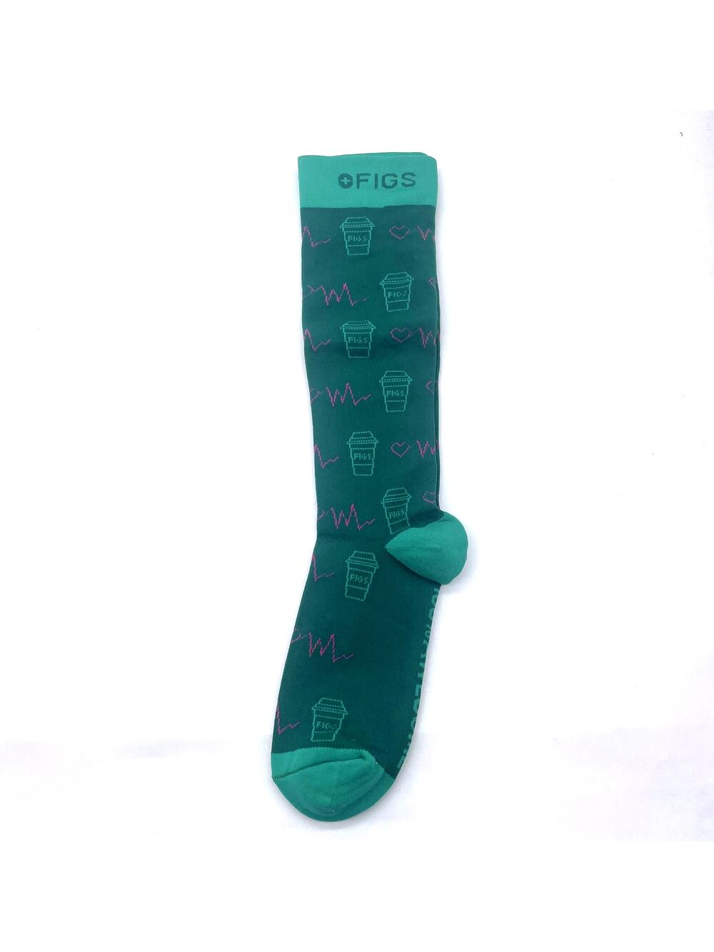 1 Pair FIGS Compression 'Matcha' Green Socks Size L